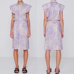 Remain Birger Christensen Marika Organic Cotton Shirtdress Purple Marble Sz 4